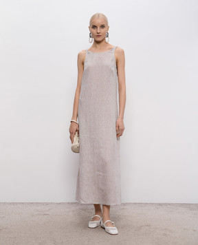 Momoni Ximena beige linen dress MODR03116MO