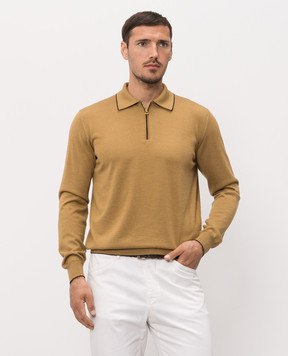 Stefano Ricci Brown wool, silk and cashmere polo with monogram logo KE08004P30E26374