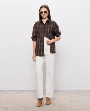 Twinset Brown checkered shirt 262AQ2050