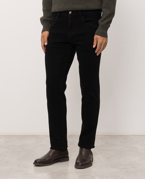 Scissor Scriptor Black Tailor Slim Fit Jeans with Logo Patch COSTANTINOT360563