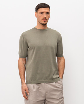 Agnona Khaki T-shirt with silk KT11U150Q1812