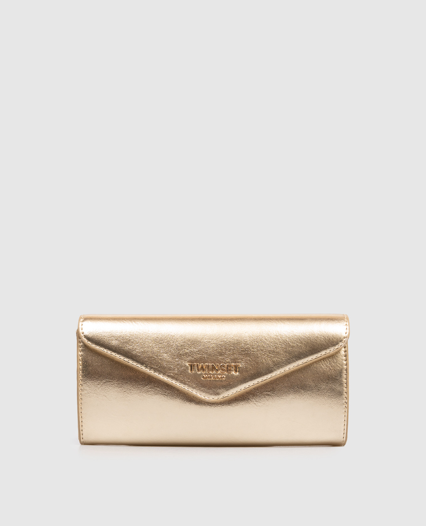 

Gold-tone leather clutch wallet with metal logo Twinset, Golden