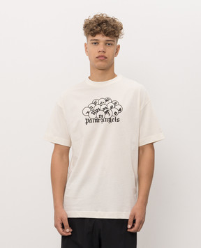 Palm Angels Ivory T-shirt with Pool branded print PAMAA001JR015
