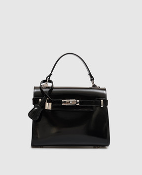 Gianni Notaro Black leather glossy bag Giselle 099SPAZZOLATONIKEL
