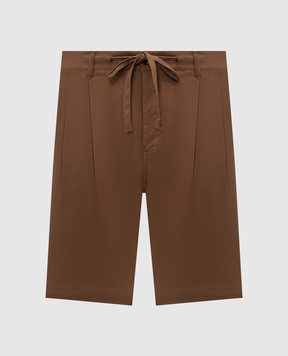 Officina 36 Brown linen shorts 0259500569