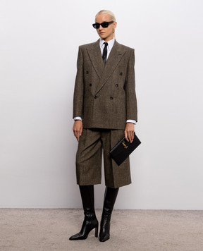 Saint Laurent Brown culottes with patterned wool 866251Y3L22