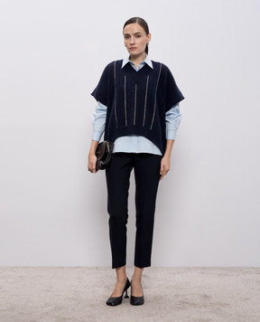 Peserico Blue shirt with a monil chain S0673908932