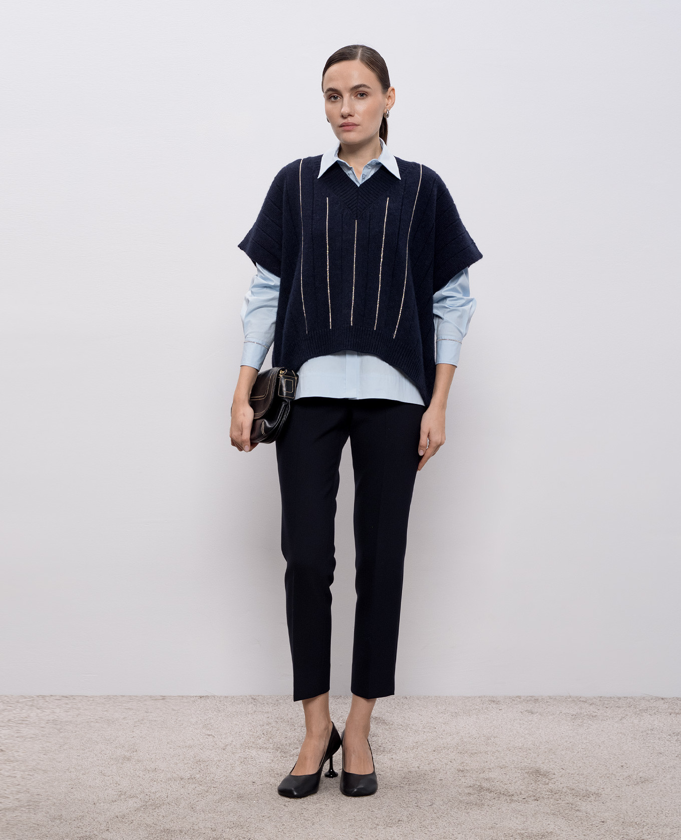 

Blue vest made of wool, silk and cashmere Peserico