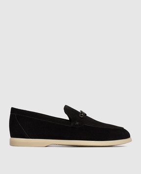 Stefano Ricci Black suede loafers with emblem UC64G2242SDP
