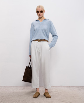 The Row Niosa blue melange pullover with linen 10707Y971