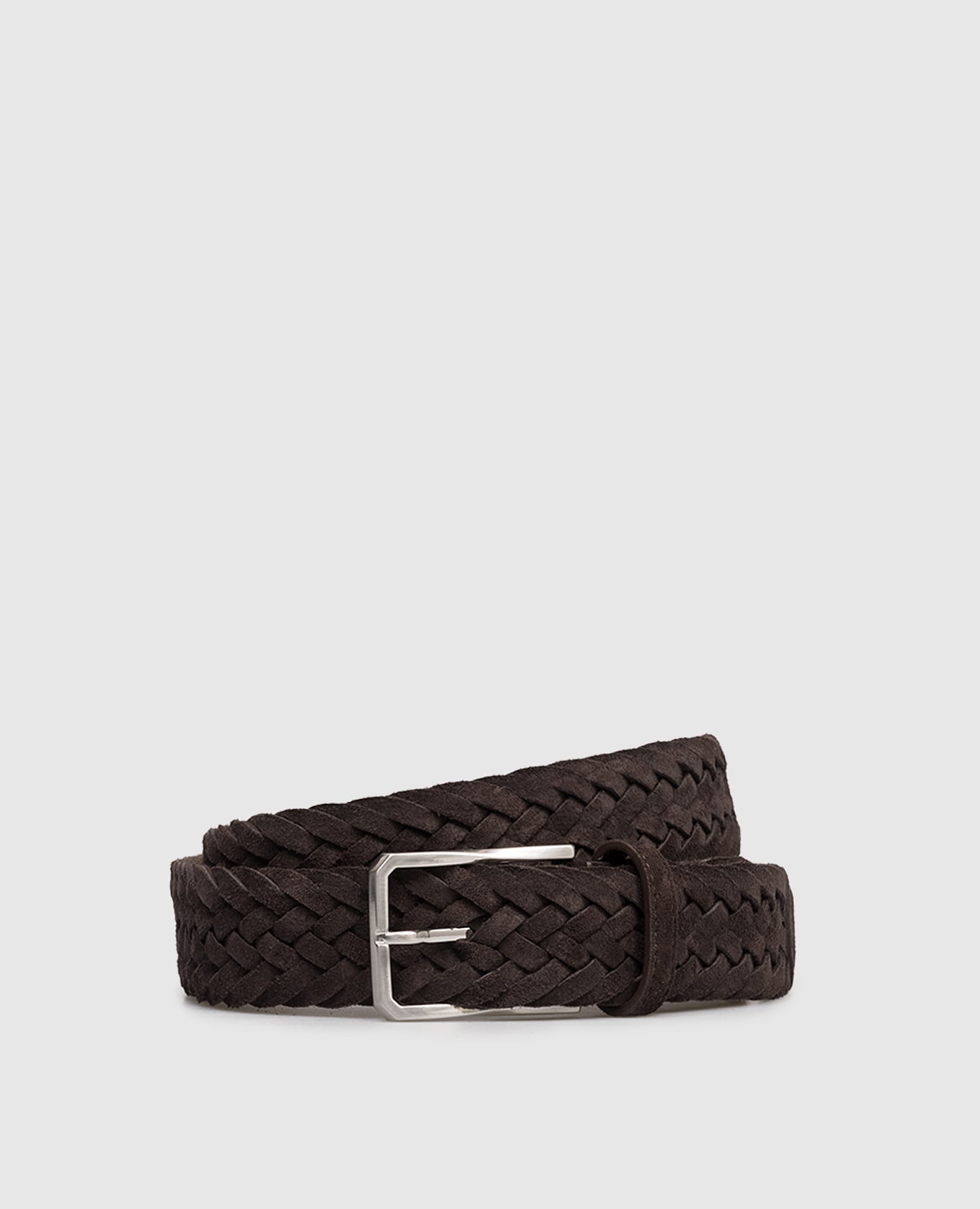 Brown suede braided belt