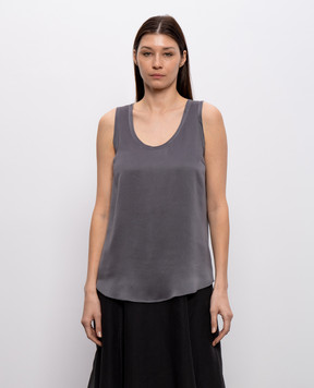 Brunello Cucinelli Gray silk top MPC59E0600