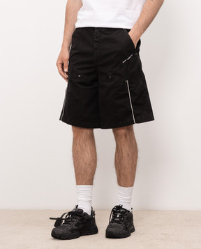 Off-White Black denim shorts with contrast logo 44XCS006S26F001