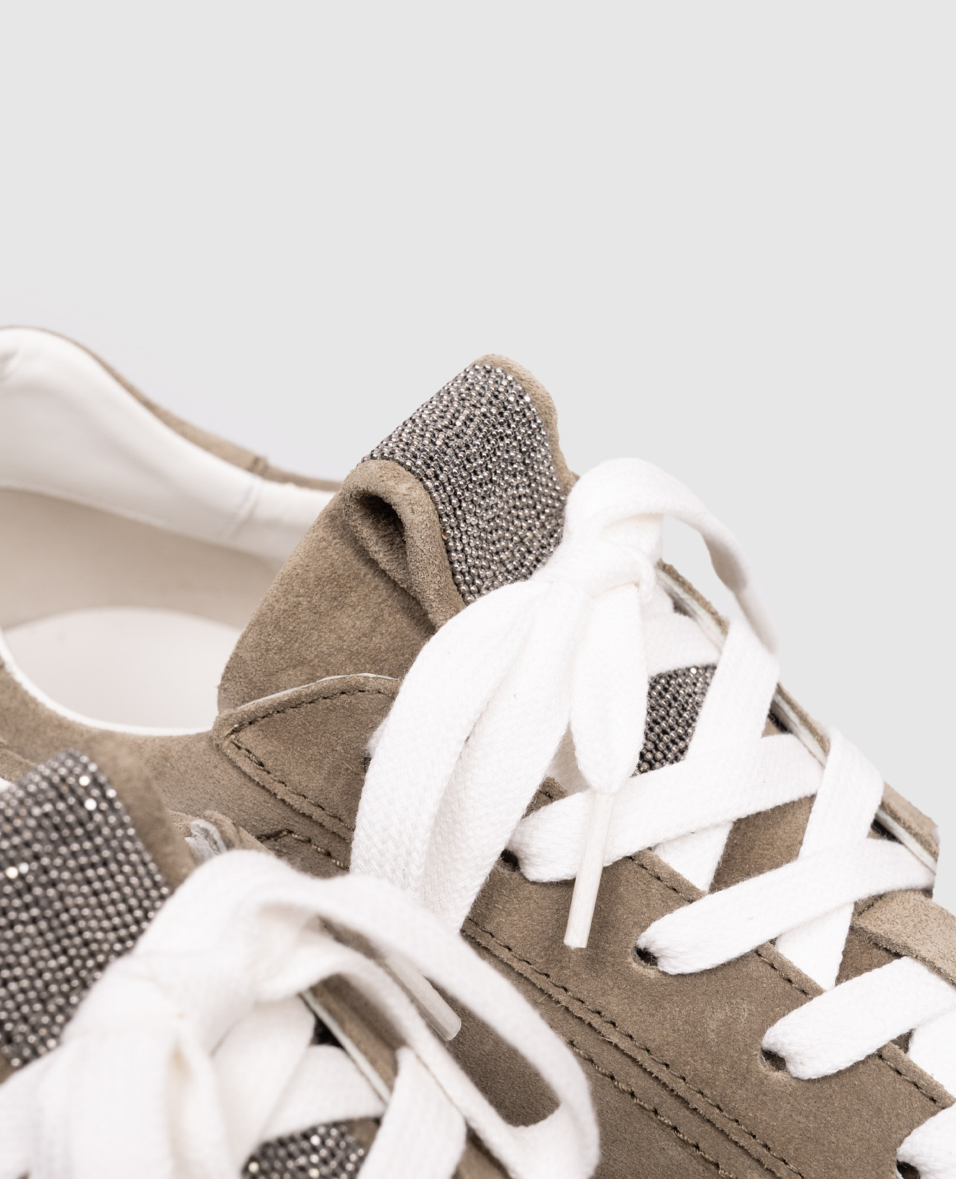 Khaki suede sneakers with monil chain Brunello Cucinelli 5