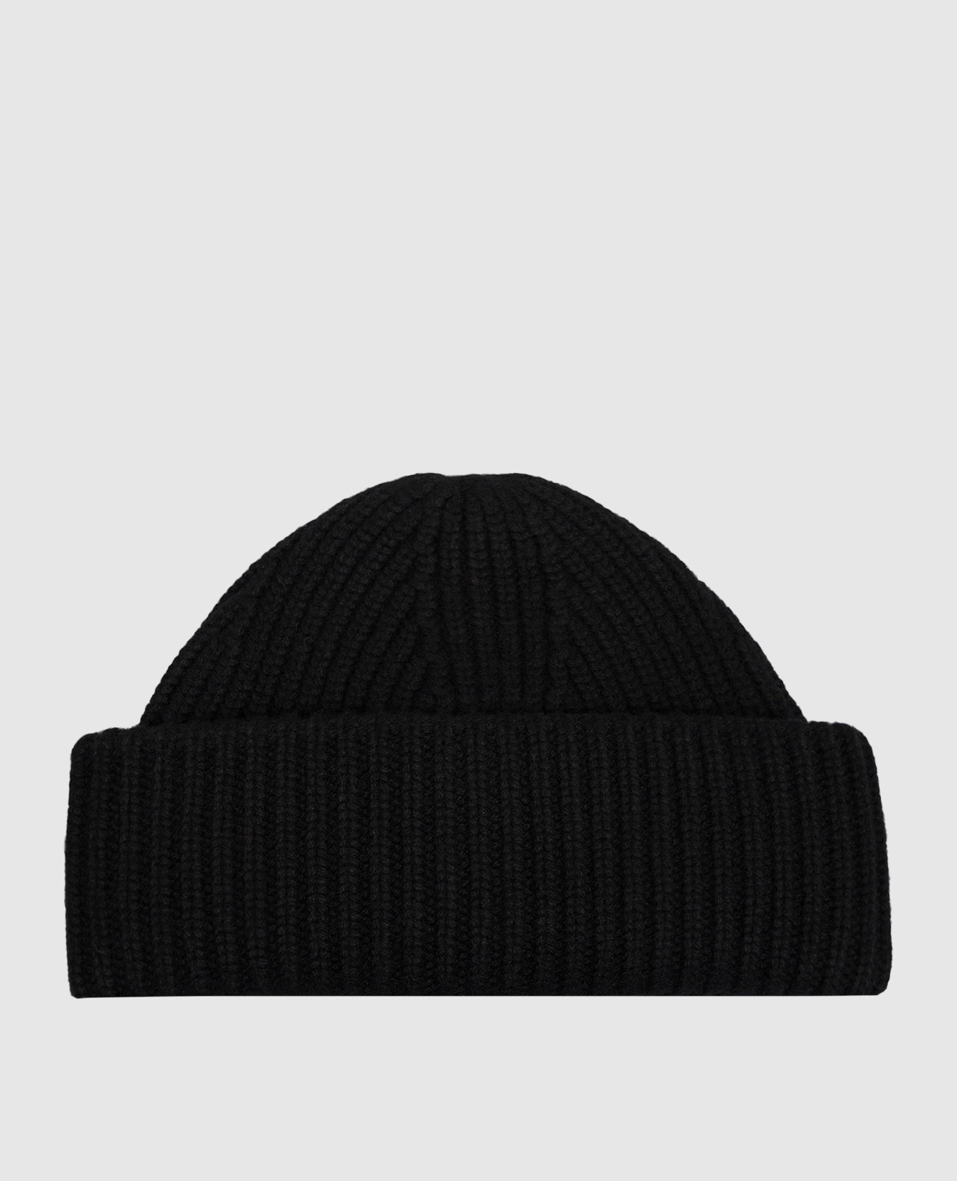 Black wool and cashmere beanie hat