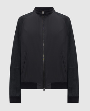 Canali Black suede combination jacket LE00303O70485