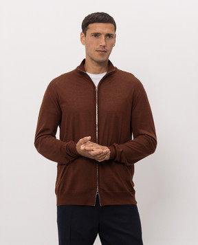 Brett Johnson Brown cashmere and silk cardigan FW26K41LPROTER