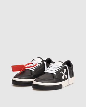 Off-White Black leather Vulcanized sneakers with emblem OWIA288C99LEA002