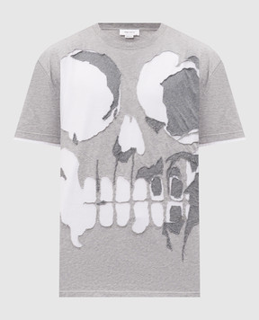 Alexander McQueen Grey melange T-shirt with applique 873647QXAA8
