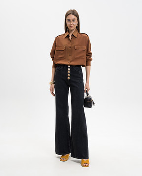 Dondup Black flared jeans with patch DP619BDFE305DMB4
