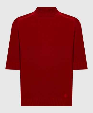 RUTH red cashmere sweater with short sleeves