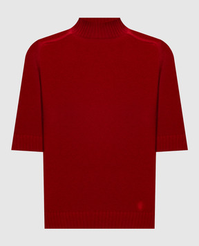 Loulou de Saison RUTH red cashmere sweater with short sleeves RUTH