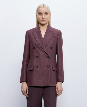 Brunello Cucinelli Burgundy double-breasted linen jacket MH5277092