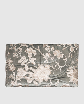Blumarine Home Grey velour bedspread Regale with floral pattern H0000210085