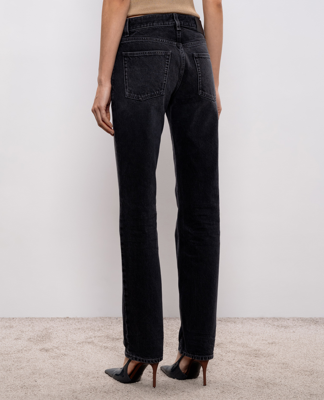Grey jeans with logo patch Saint Laurent 4