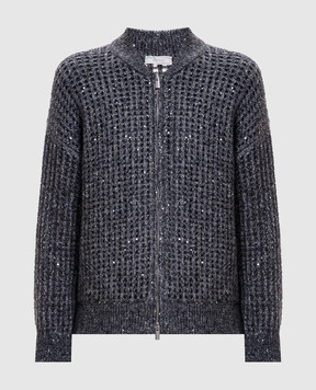 Peserico Blue alpaca cardigan with sequins A99248F05G9100