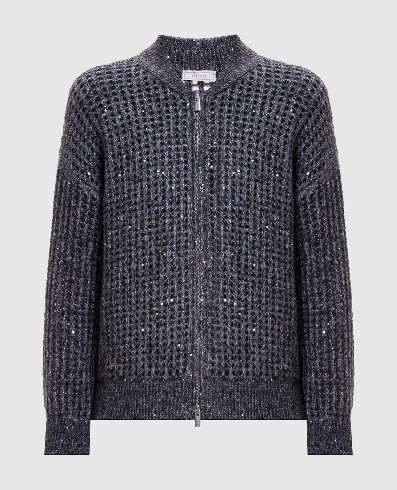 Blue alpaca cardigan with sequins