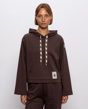 Moncler Brown hoodie with logo patch L20938G0000189BG3