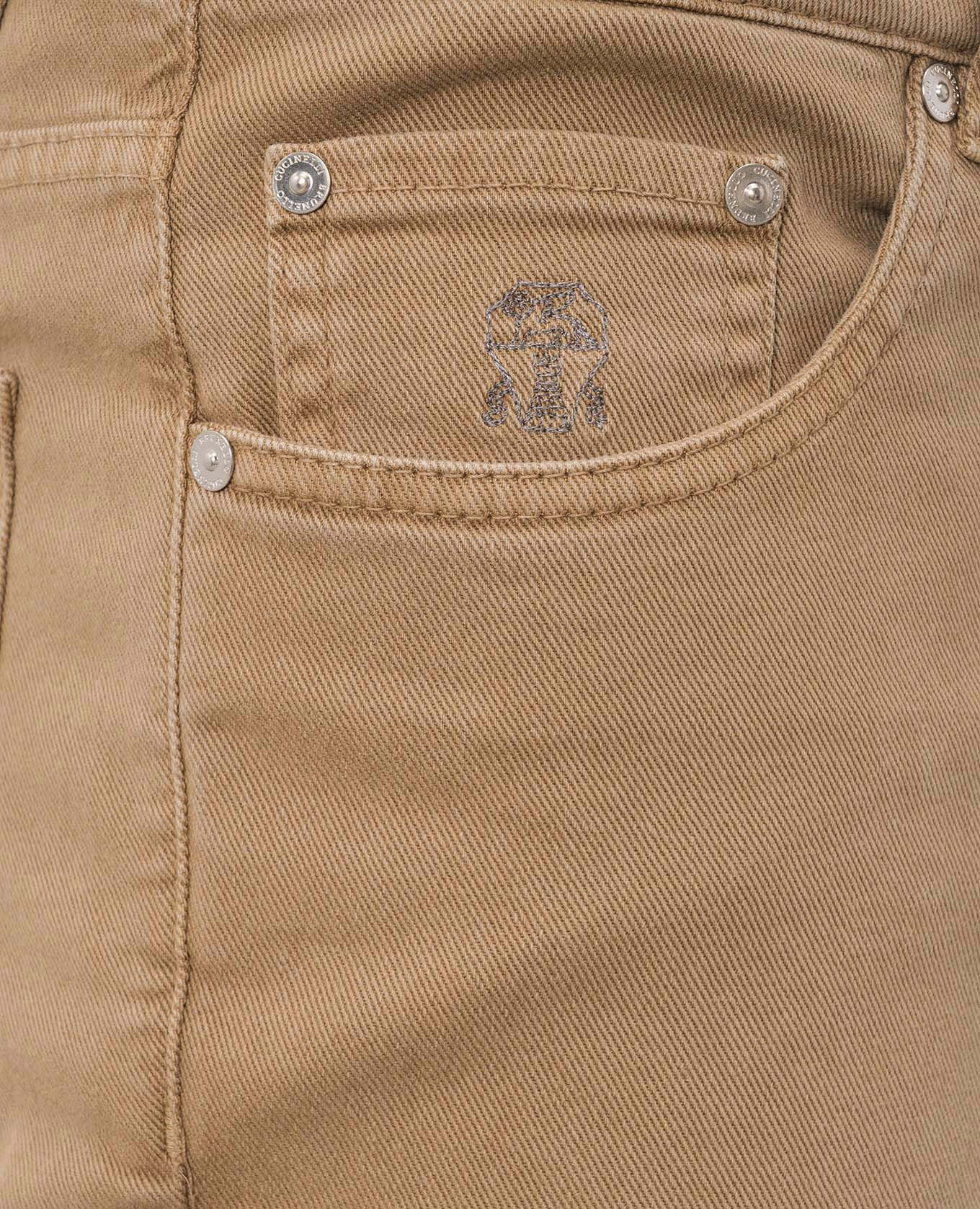 Brown jeans with embroidered emblem Brunello Cucinelli 5