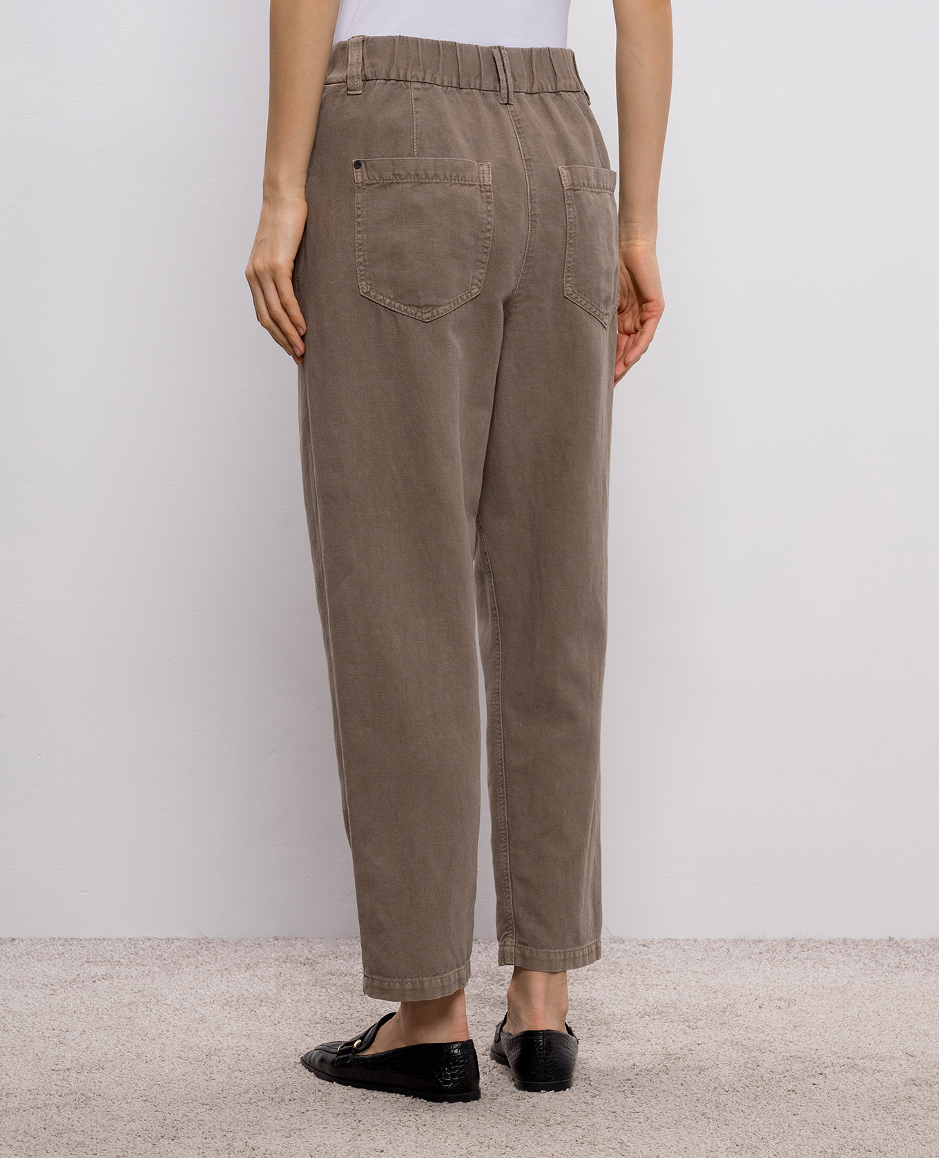 Brown jeans with linen Brunello Cucinelli 4