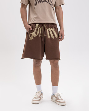 Palm Angels Brown shorts with logo print PAMCV002FL003