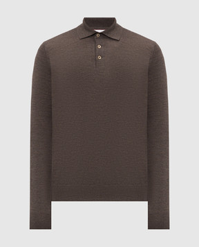 Brunello Cucinelli Brown wool and cashmere polo shirt M2400295