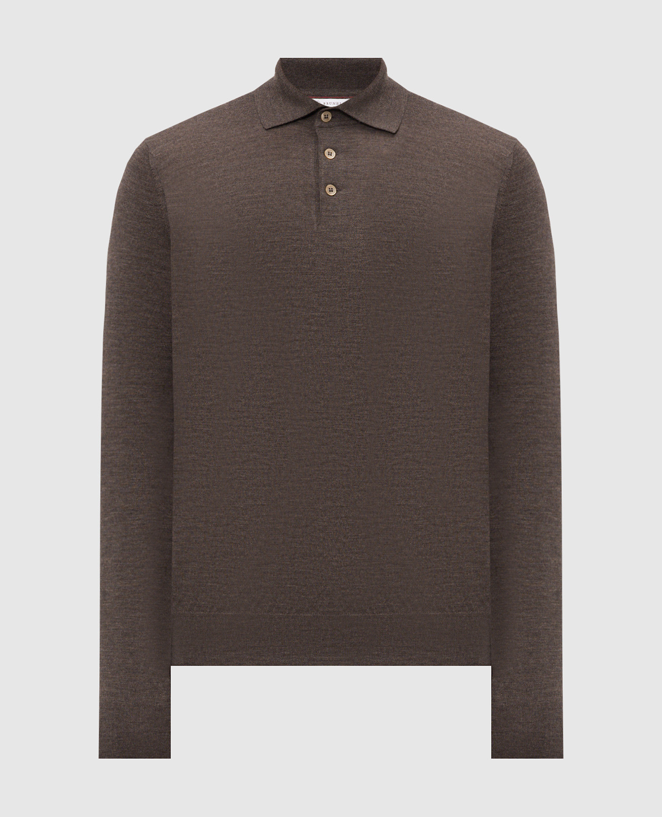 Brown wool and cashmere polo shirt