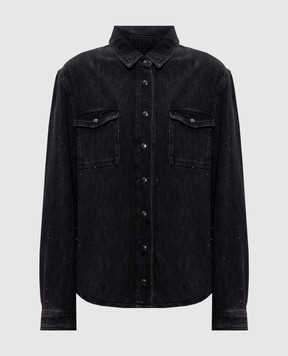 Twinset Black denim shirt with logo 252TT2272