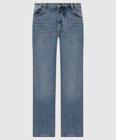 Jeans blu con ricamo del marchio
