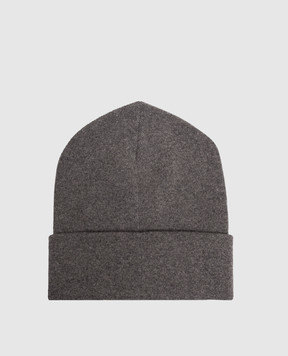 Brunello Cucinelli Gray cashmere hat with monil chain M12163199