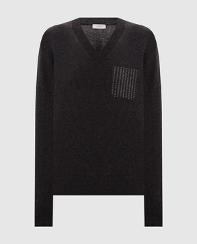 Peserico Dark brown wool, silk and cashmere pullover A99204F12A9283