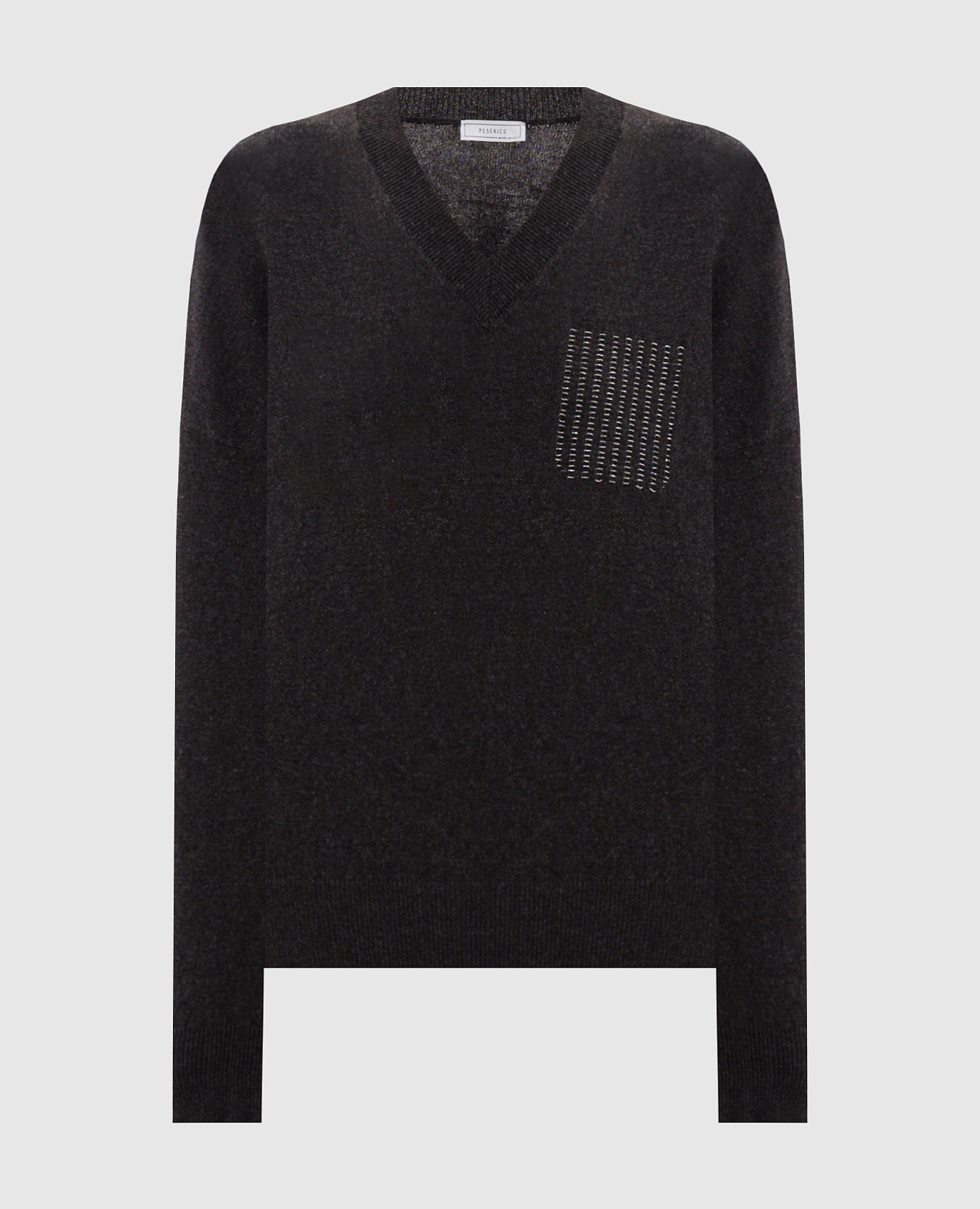 Dark brown wool, silk and cashmere pullover