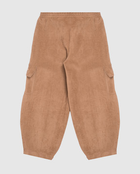 Palm Angels Children's brown cargo pants with logo print F6PAJGPA130