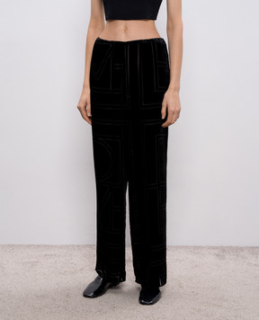 Toteme Black velvet pants with silk 261WRB1092FB0548