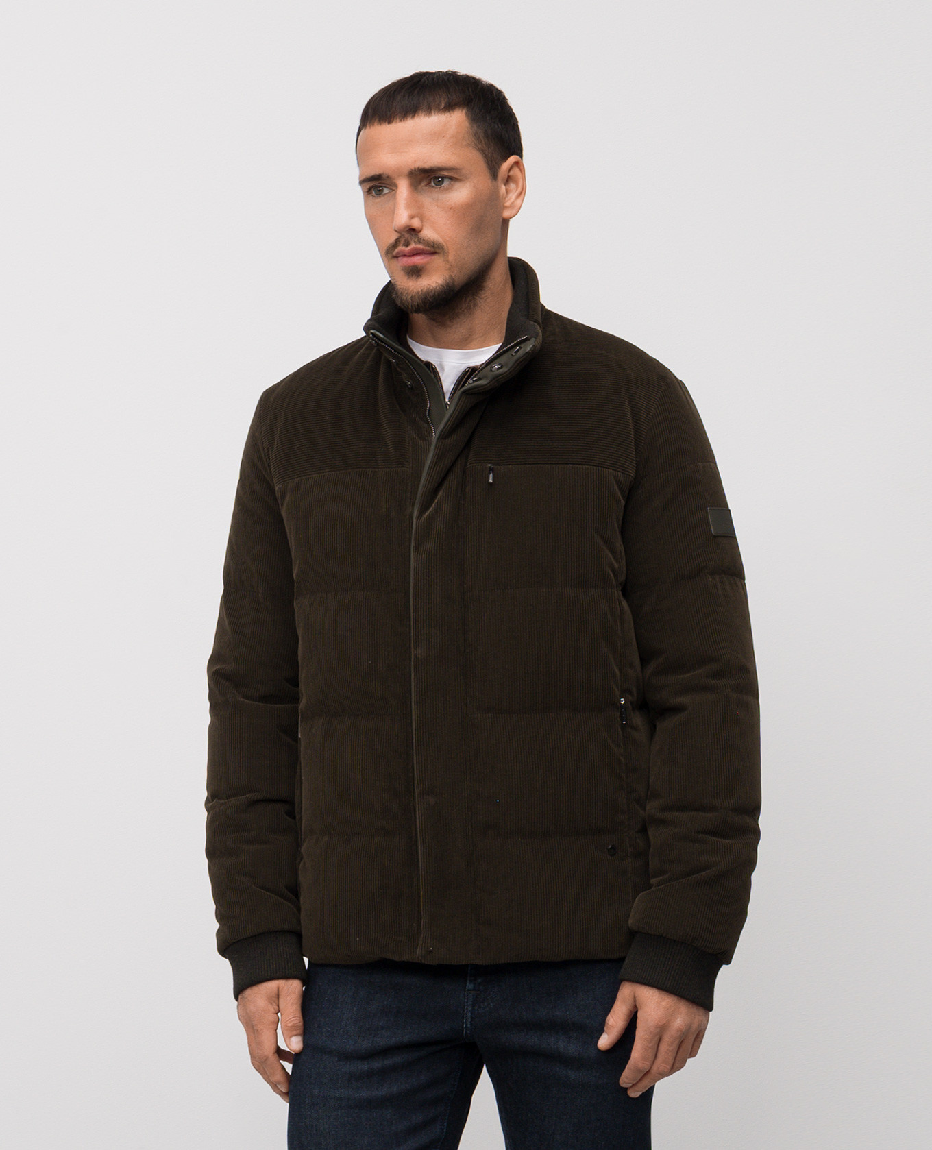 

Khaki velvet down jacket Stefano Ricci
