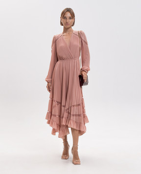 Twinset Pink pleated dress with lace 262TP271A