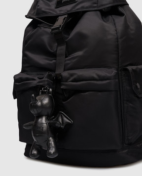 Juun.j Black dragon keychain with embroidered logo JC618ZP025