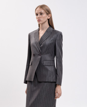 Twinset Gray striped double-breasted jacket 262AP2433