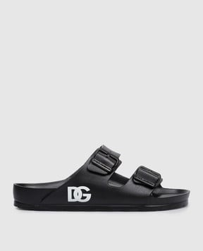Dolce&Gabbana Children's black flip-flops with DG logo monogram DD0324A51032836