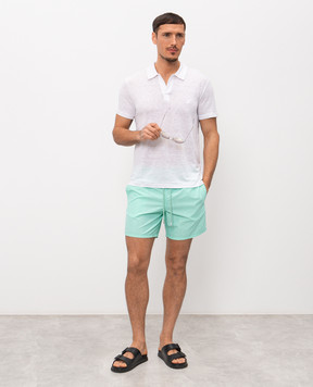Vilebrequin White linen Pyramid polo shirt PYRE9O00